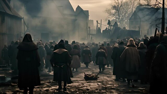 Fantasy medieval background. The concept of medieval history, life and culture. Ai-generated.