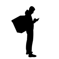 male courier silhouette on white background vector