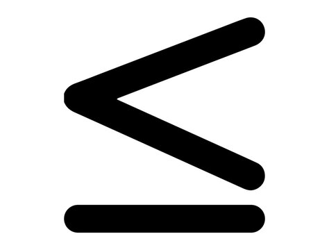 Less than equal to symbol silhouette vector art