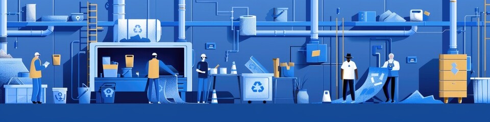 concept demonstrating the transformation of old denim into new, biodegradable products from collecting and shredding old jeans to making new environmentally friendly denim