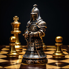 Fototapeta na wymiar a chess board with a knight on it and the king chess pieces on it. Generative ai 