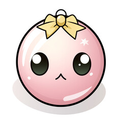 Fototapeta premium clipart kawaii, cute christmas bauble, soft pastel colour scheme, white background сreated with Generative Ai
