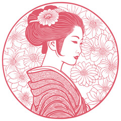 Japanese woman, geisha, vector illustration
