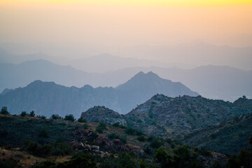 Landscape view of Mountains from Al Hada, Taif, Saudi Arabia 