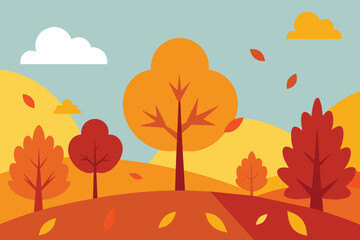 Fototapeta na wymiar Autumn background illustration vector. Flat background of autumn design