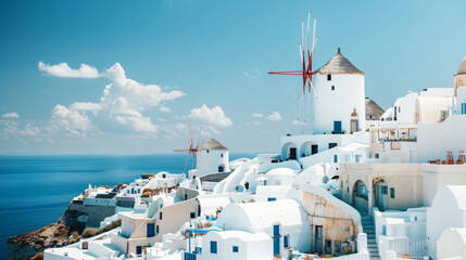 White architecture in Santorini island Greece. 