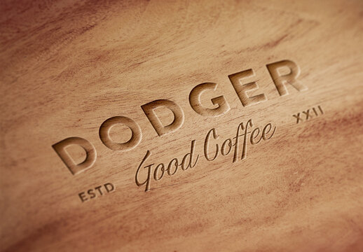 Wood Pressed Debossed Embossed Logo Mockup Template Texture Paper Branding Brand Identity Effect
