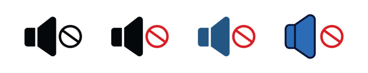 Modern set mute volume icon. Mute audio and media. Simple symbol off sound. Isolated graphic volume icons in vector design style