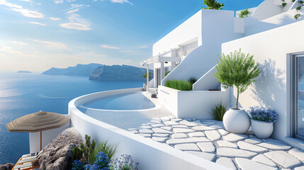 White architecture on Santorini island Greece.  - obrazy, fototapety, plakaty