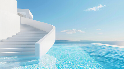 White architecture on Santorini island Greece. Luxury