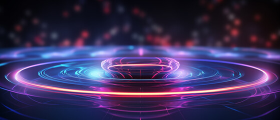 3d illustration render quantum computing futuristic tech background, vibrant color, neon mood and tone. for digital, AI, tech, science and more.