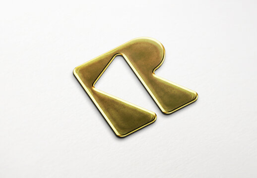3D Gold Metal Logo Mockup Template Texture Paper Branding Brand Identity Effect