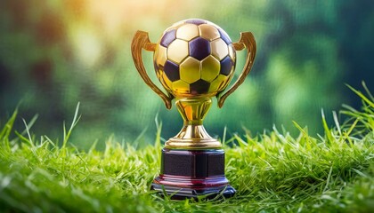 Soccer sports trophy with a soccer ball on top