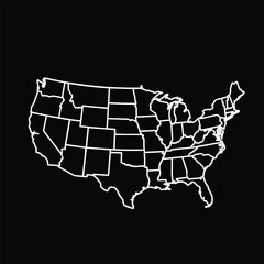 Map of United States of America Outline design