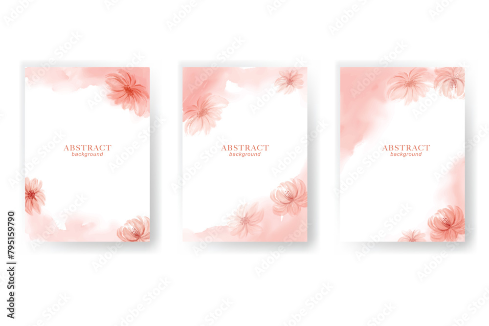 Wall mural Abstract watercolor floral art pink background, Botanical watercolor hand-drawn Flower pink