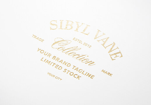 Gold Foil Pressed Debossed Embossed Logo Mockup Template Texture Paper Branding Brand Identity Effect