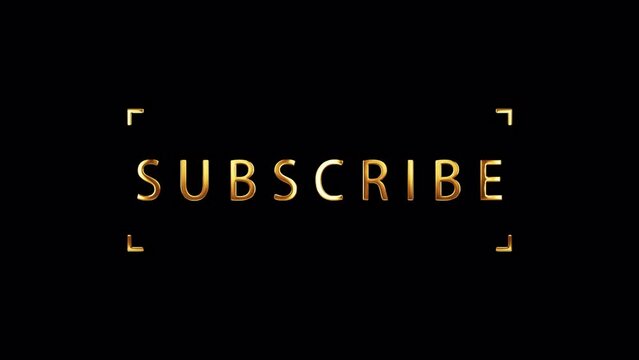 SUBSCRIBE golden text word shine light effect animation cinematic title abstract background . Subscribe glitch effect element for intro, title banner. Isolated QuickTime Alpha Channel ProRes 444 
