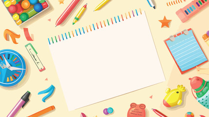 Blank paper sheets with felt-tip pens sticky notes 