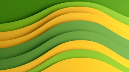 Abstract organic neon green yellow color paper cut overlapping paper waves texture background banner panorama illustration for webdesign or business..