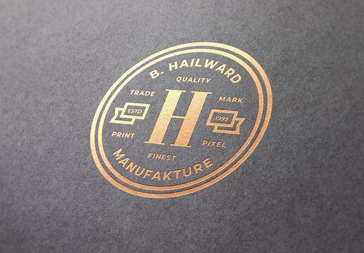 Gold Foil Pressed Debossed Embossed Logo Mockup Template Texture Paper Branding Brand Identity Effect