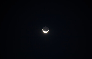  not full moon in the sky with dark background - obrazy, fototapety, plakaty