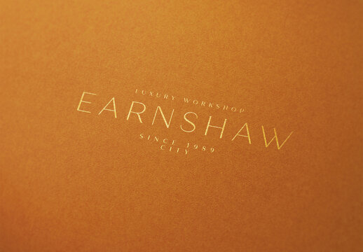 Gold Foil Pressed Debossed Embossed Logo Mockup Template Texture Paper Branding Brand Identity Effect