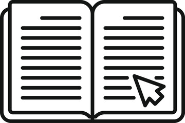 Click on digital book icon outline vector. Online reading. Teaching public