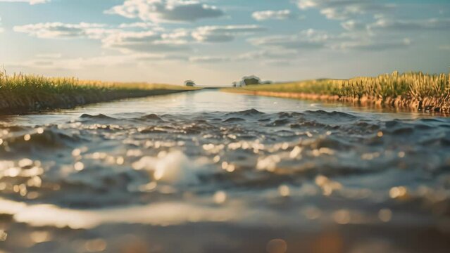 Irrigation Harmony: Nurturing Potatoes in European Plains. Concept Farming Techniques, Potato Cultivation, European Agriculture, Irrigation Systems, Crop Management