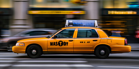 Táxi Amarelo Clássico em Uma Paisagem Urbana Movimentada