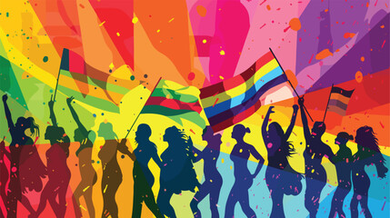 Collage of different people with LGBT flags on color