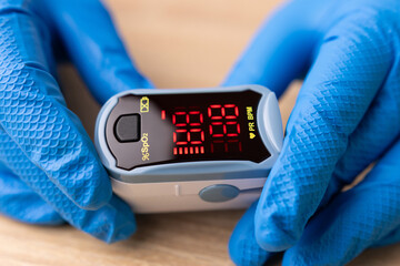 The heart rate monitor is prepared for the procedure of measuring the level of oxygen in the blood...