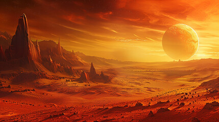 Mars desert like fantasy landscape