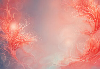Fototapeta na wymiar Abstract coral color fantasy backdrop with swirling patterns and vibrant hues.