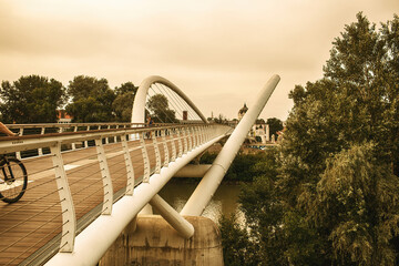 Tiszavirag bridge in Szolnok,Hungary.High quality photo.