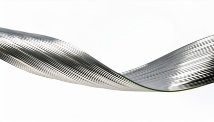 3d rendering wave chrome metallic band. Flowing abstract metal shape. on white background