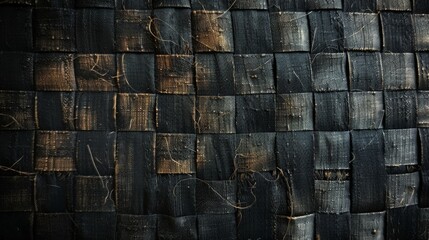 Wall of dark fabric with square pattern