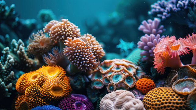 beautiful colorful caral reefs in the ocean, caring for the environment, banner, Day for Biological Diversity