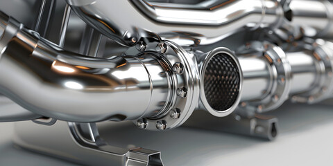 close up of a motorcycle engine, CARGRAPHIC GT Sport Exhaust System
 - obrazy, fototapety, plakaty