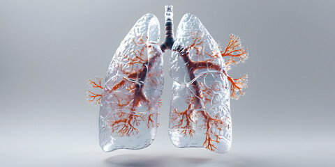 An illustration of a lung, Human lungs with prominent bronchial tree and alveoli
 - obrazy, fototapety, plakaty
