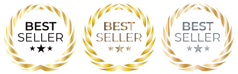 Set of best seller emblem design. Award badges for best seller. Vector illustration