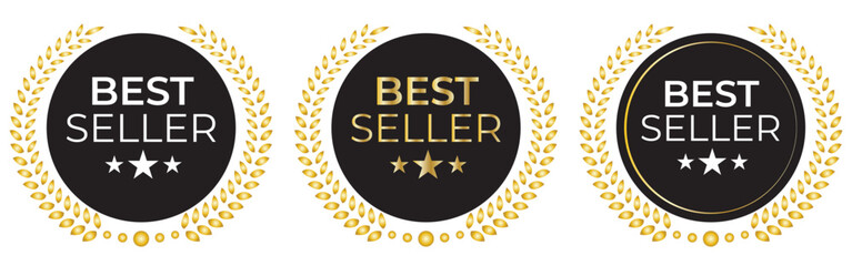 Set of best seller emblem design. Award badges for best seller. Vector illustration