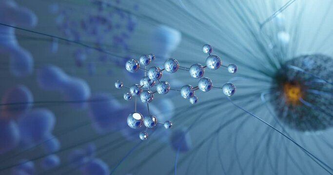 Emtricitabine rotating molecular 3d structure ball-and-stick model, looped video hiv treatment drug