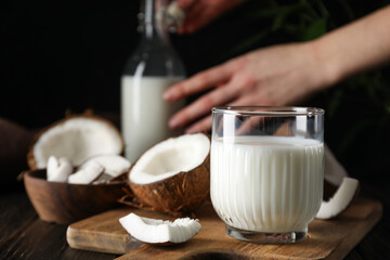 Coconut milk, concept of tasty and natural drink