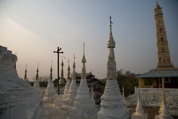 Myanmar Library Pagoda Sandamuni in Mandalay on a sunny spring day