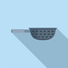Colander element cooking icon flat vector. Metal scoop. Dish kit baker - obrazy, fototapety, plakaty