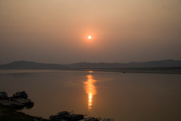 Myanmar sunset on the Iravadi River