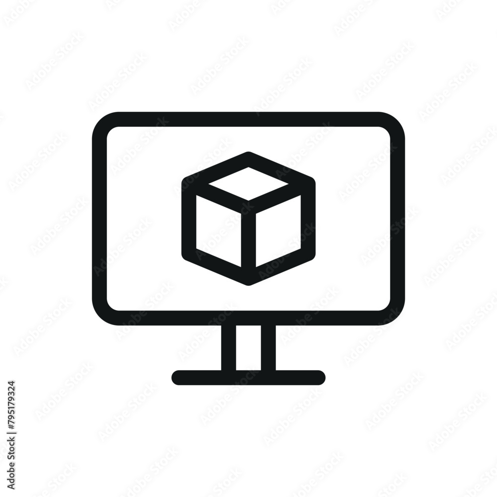 Poster 3d modeling software isolated icon, cad vector symbol with editable stroke