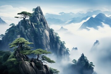 Mountain chinese Style mountain wilderness landscape.