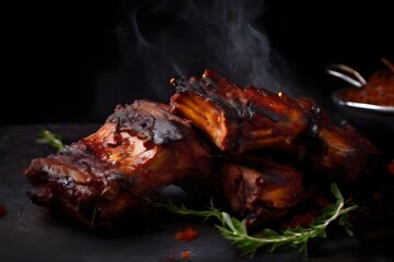 bbq smoked ribs with dark background