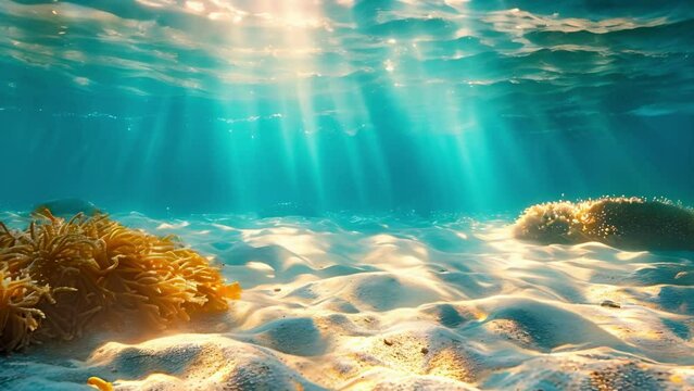 Sunlit Marine Haven: Seaweed's Serenade. Concept Nature Photography, Ocean Scenery, Marine Life, Seaweed Forest, Underwater Beauty